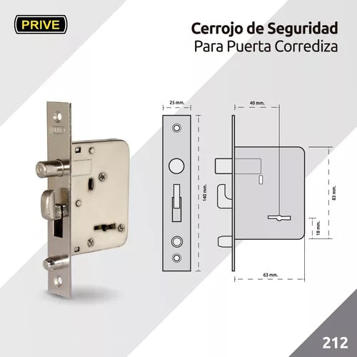 Cerrojo De Seguridad Para Puerta Corrediza Prive 212